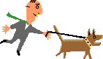 man and dog animated walking
