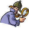 Animated clip of Sherlock Holmes using magnifying glass